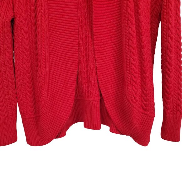 Talbots Petite Sz 1X Cardigan Cable Knit Open Front Lambswool Blend Sweater Cozy - Picture 6 of 11